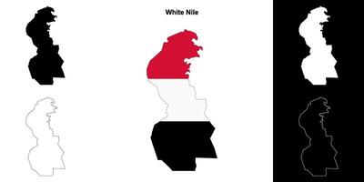 White Nile state outline map set vector