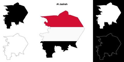 Al Jazirah state outline map set vector