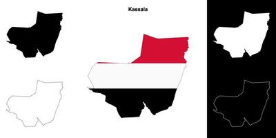 Kassala state outline map set vector