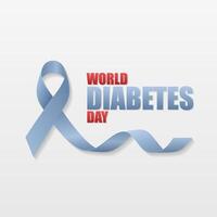 Diabetes Awareness Realistic Ribbon Symbol Poster, Design Template for social media posts vector