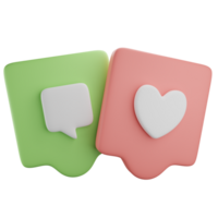 3d illustration of social media icons like love or like and comment, It can use for web or apps and many more purpose. png