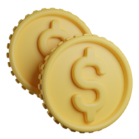 3d illustration of two yellow coins, It can use for web or apps and many more purpose. png