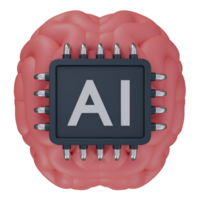 3d illustration of ai brain with chip, technology 3d elements, rendering. it can be used for any purpose. png