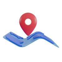 3d illustration of maps with red pin location , 3d elements, rendering. it can be used for any purpose. png