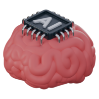 3d illustration of ai brain with chip, technology 3d elements, rendering. it can be used for any purpose. png