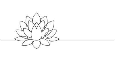 lotus water lily thin line illustration continuous drawing minimalism vector