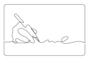 hand writing with digital pen using tablet minimalism one line drawing continuous vector