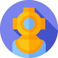 A flat icon of a person wearing a diving helmet vector