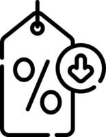 A price tag with a percentage sign and a down arrow vector