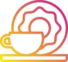 A coffee cup and saucer with a donut on it vector