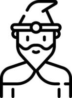 A black and white line icon of a man in a hat vector