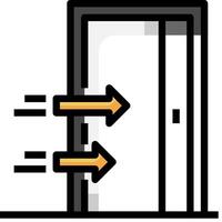 A door with two arrows pointing to it vector
