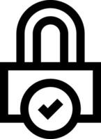 A black and white image of a padlock with a check mark vector
