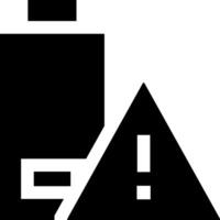 A battery icon with a triangle and a warning sign vector