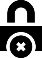 An icon of a padlock with an x vector