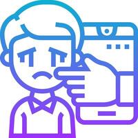 A man is pointing to a phone with a finger on it vector
