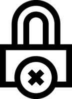 An icon of a padlock with an x vector