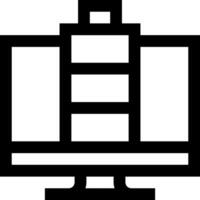 A black and white image of a computer monitor vector