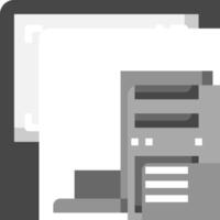 A computer monitor with a computer and a printer vector