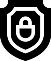 A black and white shield with a lock on it vector