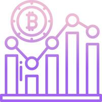 Bitcoin chart icon with a bitcoin coin vector