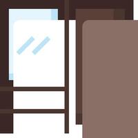 A brown refrigerator with a white door vector