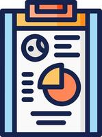 A clipboard with a pie chart and other items vector
