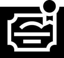 A black and white icon of a certificate vector