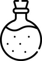 A black and white outline of a bottle with a liquid inside vector