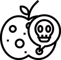 A black and white image of an apple with a skull on it vector