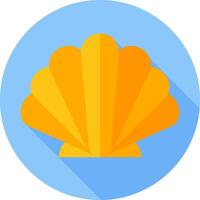 Shell icon with long shadow on a blue background vector