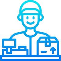 A man with a box and a box on his desk vector
