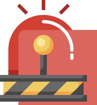 A red button with a yellow light on it vector