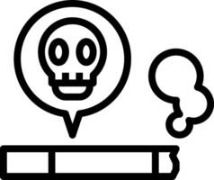 A black and white image of a skull and a cigarette vector