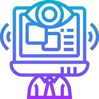 A person with a computer monitor and an eye icon vector