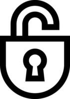 A black and white icon of a lock with a keyhole vector