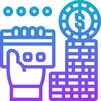 A hand holding a credit card and a stack of money vector