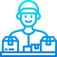 A man with a box on his head and a box on his shoulder vector