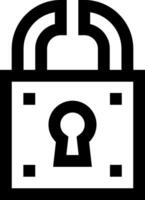 A black and white icon of a padlock vector