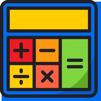 A calculator icon with colorful numbers vector