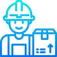 A worker holding a box and an arrow pointing up vector