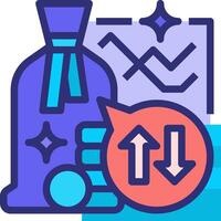 A bag with money and an arrow pointing up vector