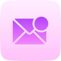 An email icon with a purple envelope vector