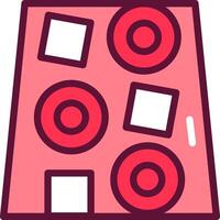 A pink square with four circles on it vector