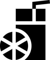 A black and white icon of a drink and a slice of lemon vector
