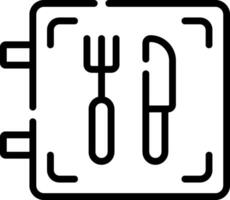 A black and white icon of a knife and fork vector