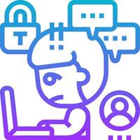 A person is using a laptop with a lock icon vector