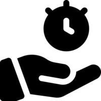 A hand holding a clock icon on a white background vector