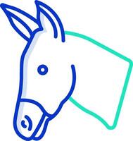 A donkey head with a blue outline vector