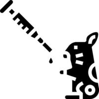 A black and white illustration of a rabbit holding a syringe vector